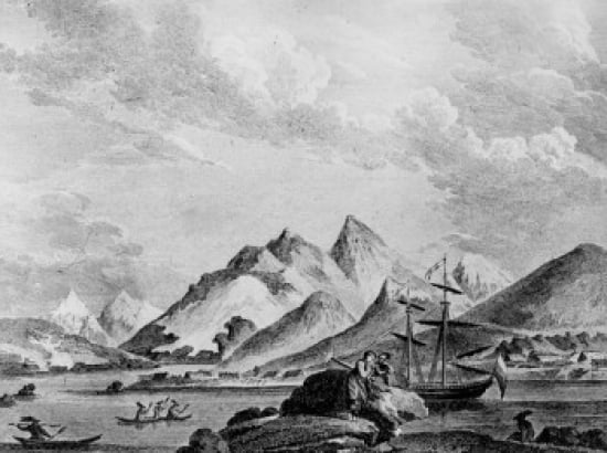 The Oldest Settlement on the Aleutian Islands Founded 1760 Artist Unknown Engraving Poster Print - 18 x 24 in.