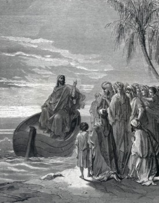 Jesus Preaching in Ship by Gustave Dore Illustration 1832-1883 Poster Print - 18 x 24 in.