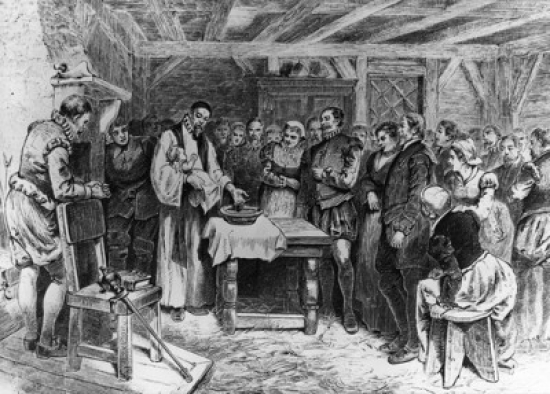 SAL9954244 Baptism of Virginia Dare the First White Child of English Parents to Be Born in America 1587 American History Poster Print - 18 x 24 in.