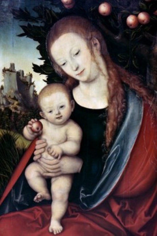 Virgin & Child Under an Apple Tree by Lucas Cranach the Elder 1472-1553 Poster Print - 18 x 24 in.
