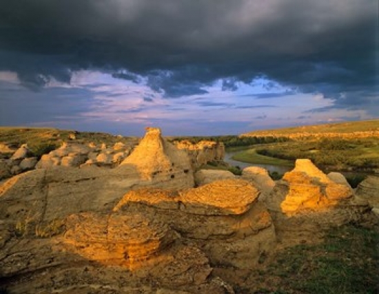 Milk River Writing on Stone Provincial Partk Alberta Poster Print by Chuck Haney - 36 x 28 in.