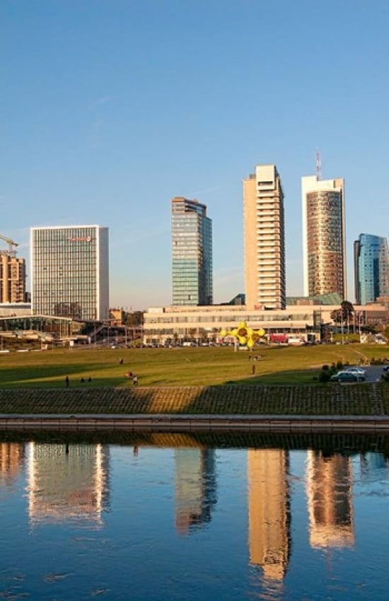 Vilnius Lithuania Downtown Skyline Skyscrapers Poster Print by Bill Bachmann - 22 x 34 in.