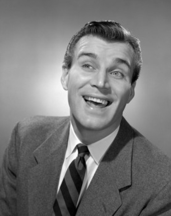 Businessman Smiling Looking Up Poster Print - 18 x 24 in.
