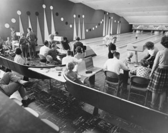High Angle View of People Bowling Poster Print - 18 x 24 in.