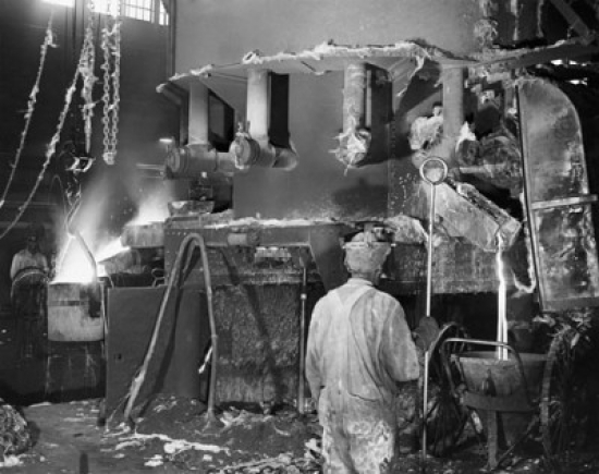 Two Foundry Workers Working in a Steel Foundry Poster Print - 18 x 24 in.