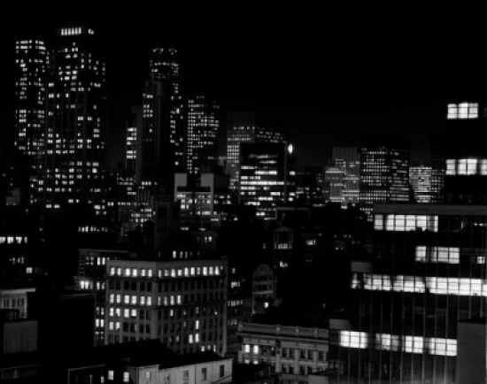 USA New York State New York City Skyscrapers During Night Poster Print - 18 x 24 in.