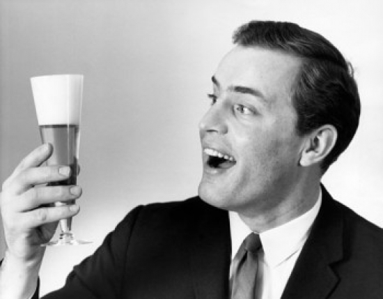 SAL2554218 Close-Up of a Mid Adult Man Holding a Glass of Beer Poster Print - 18 x 24 in.