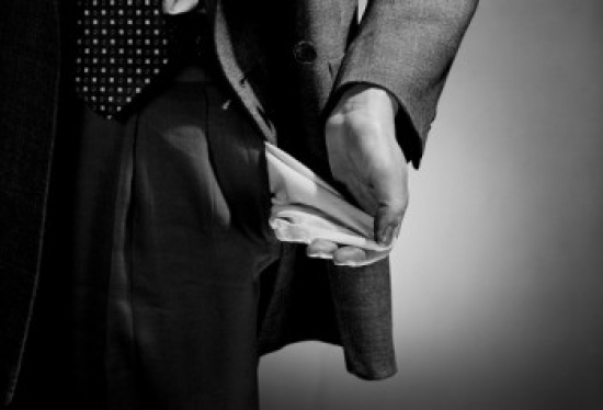 Man Showing Empty Pocket Poster Print - 18 x 24 in.