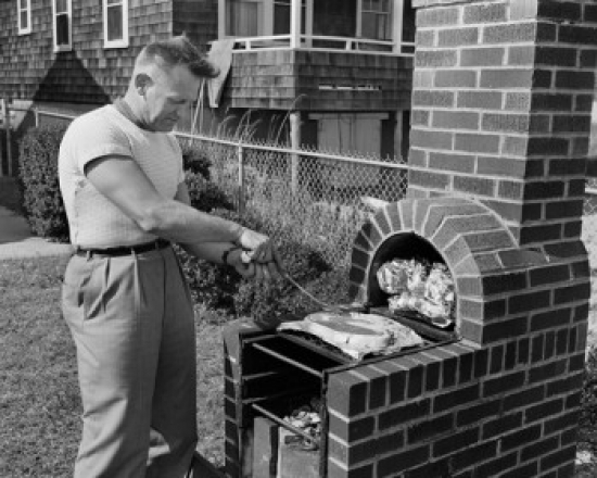 Man Cooking Barbecue Poster Print - 18 x 24 in.