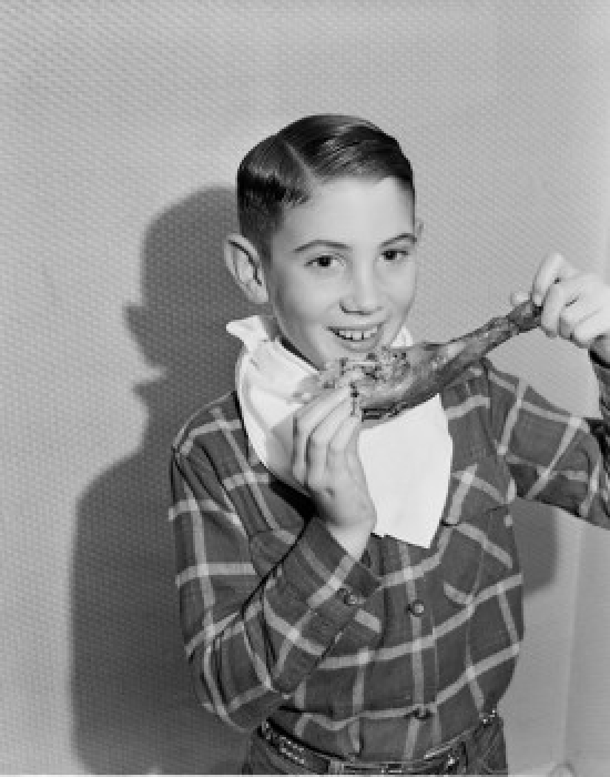 Boy Eating Turkey Leg Poster Print - 18 x 24 in.