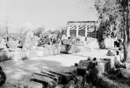 Israel Ancient Capernaum Synagogue Where Christ as Youth Engaged in Debate with Elder Poster Print - 18 x 24 in.