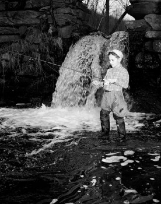 Boy Fishing Poster Print - 18 x 24 in.