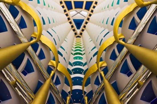 Architectural Details Inside Burj Al Arab Hotel Dubai United Arab Emirates Poster Print by Keren Su