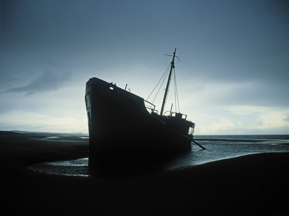 Shipwreck At Baltray Beach Co Louth Ireland Poster Print by The Irish Image Collection - 17 x 13