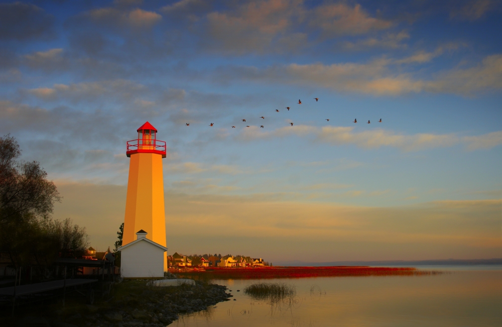 DPI1781493 Lighthouse Sylvan Lake Alberta Canada Poster Print by Christine Mariner, 17 x 11