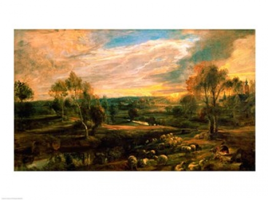 BALBAL99417 A Landscape with A Shepherd & His Flock Poster Print by Peter Paul Rubens - 24 x 18 in.