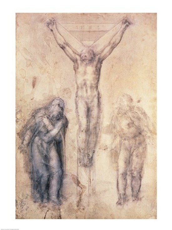 BALBAL92999LARGE Inv.1895-9-15-509 Recto W.81 Study for A Crucifixion Poster Print by Michelangelo Buonarroti - 24 x 36 in. - Large