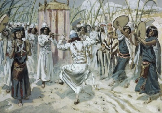 SAL999260 David Dancing Before the Ark James Tissot 1836-1902 French Jewish Museum New York USA Poster Print - 18 x 24 in.