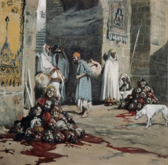 Two Heaps of Skulls at the City Gate James Tissot 1836-1902 French Jewish Museum New York City Poster Print - 18 x 24 in.