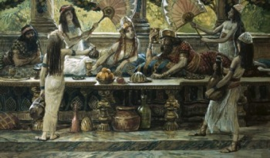 SAL999325 Esther Feasts with the King James Tissot 1836-1902 French Jewish Museum New York Poster Print - 18 x 24 in.
