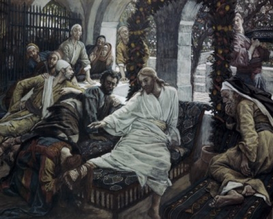 SAL9999120 A Woman Anoints the Feet of Jesus James Tissot 1836-1902 French Poster Print - 18 x 24 in.