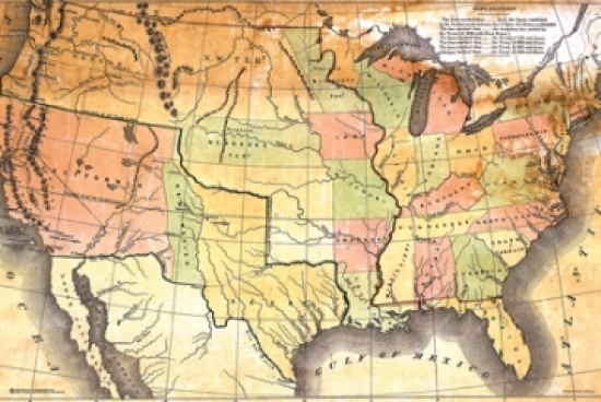 Antique USA Map Poster Print - 24 x 36 in.