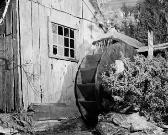 Old Barn with Water Wheel Poster Print - 18 x 24 in.
