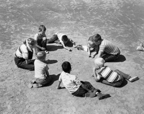 SAL2554324A High Angle View of a Group of Children Playing with Marbles Poster Print - 18 x 24 in.