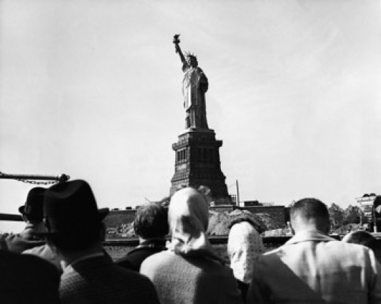 Tourists Looking at a Statue Statue of Liberty New York City New York USA Poster Print - 18 x 24 in.