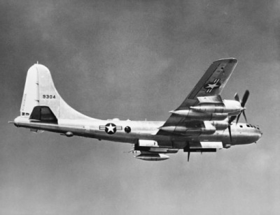Low Angle View of a Bomber Plane in Flight B-50D Superfortress US Air Force Poster Print - 18 x 24 in.