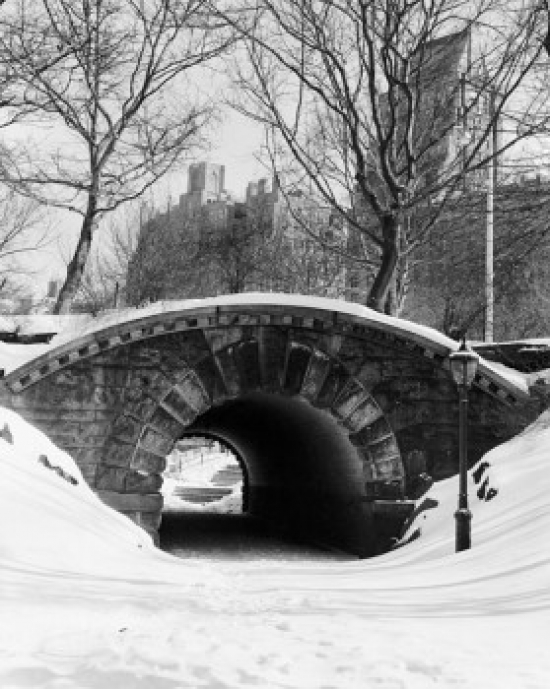 Footbridge Covered with Snow Central Park Manhattan New York City New York USA Poster Print - 18 x 24 in.