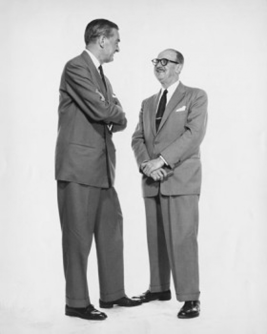 Two Businessmen Talking Poster Print - 18 x 24 in.