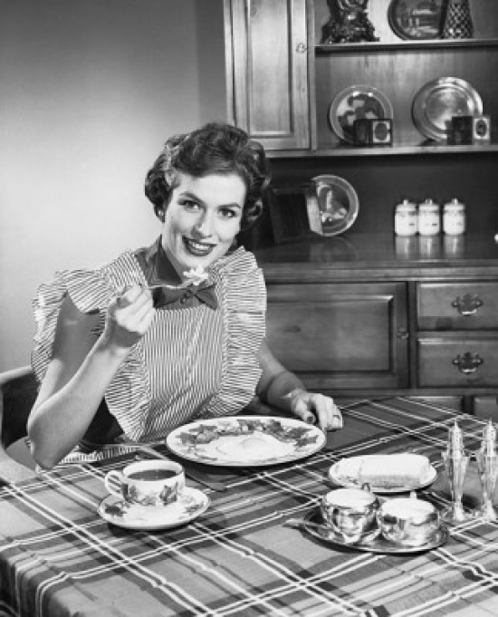 SAL2555721A Portrait of a Woman Having Breakfast Poster Print - 18 x 24 in.