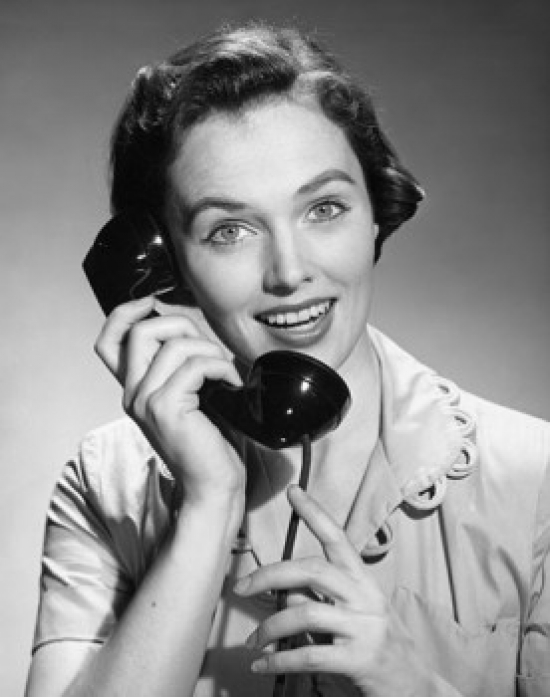 SAL2555821 Portrait of a Young Woman Talking on the Telephone Poster Print - 18 x 24 in.