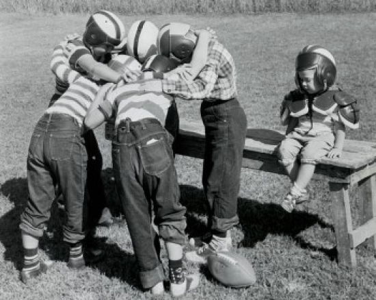 Boys in a Huddle Poster Print - 18 x 24 in.