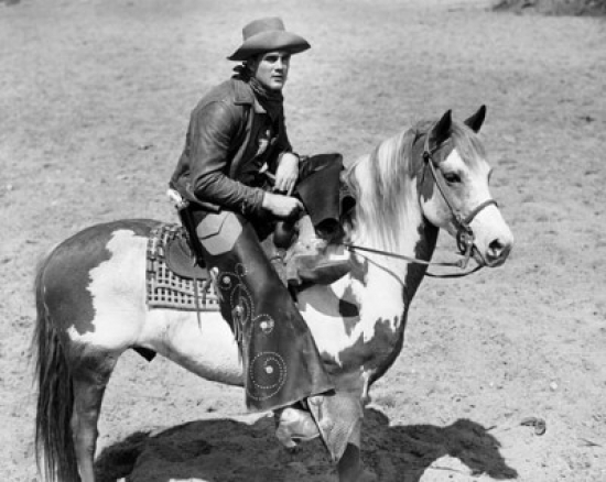 High Angle View of a Cowboy Riding on a Horse Poster Print - 18 x 24 in.