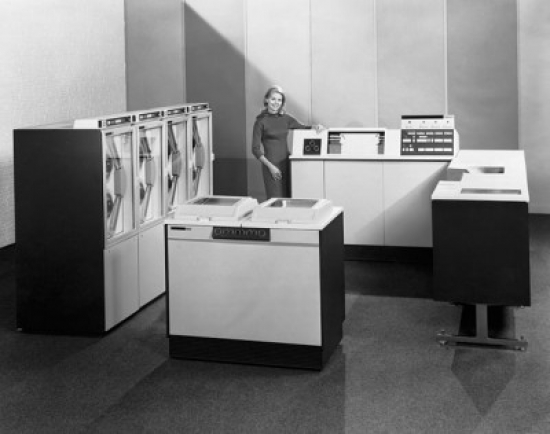 Businesswoman Standing Near a Data Processing System 1968 Poster Print - 18 x 24 in.