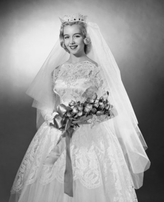 Bride Holding a Bouquet of Flowers & Smiling Poster Print - 18 x 24 in.