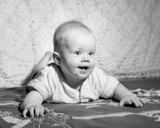 Happy Baby Lying on Front Poster Print - 18 x 24 in.