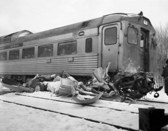 Train Accident with a Car Poster Print - 18 x 24 in.