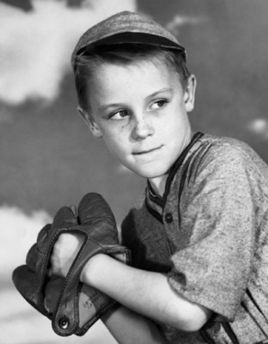 Boy Wearing a Baseball Glove Poster Print - 18 x 24 in.