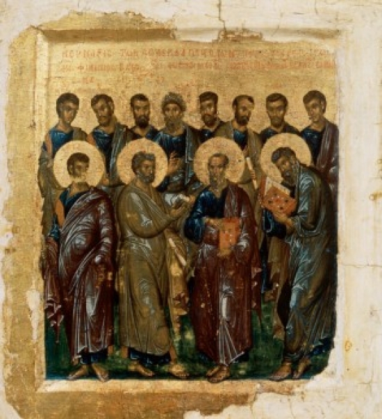 Icon Showing the Twelve Apostles 14th C Byzantine Art 5th C-15th C Pushkin Museum of Fine Arts Moscow Russia Poster Print - 18 x 24 in.