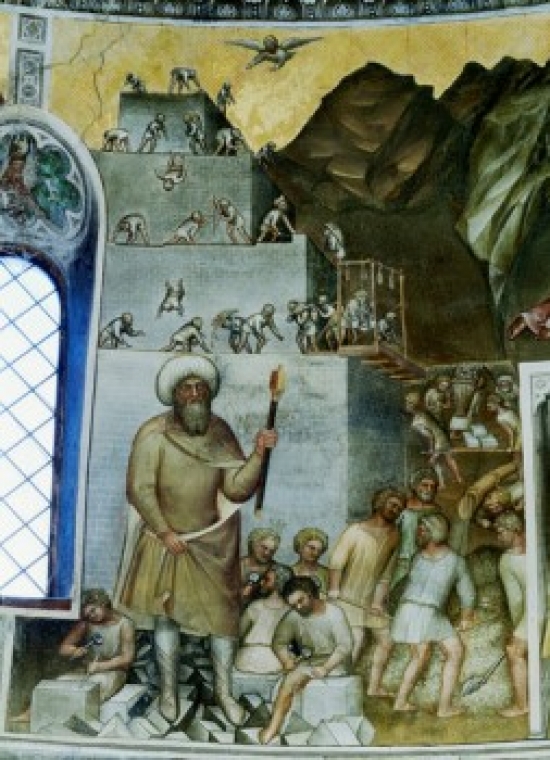 SAL263468 The Tower of Babel Giusto di Giovanni Menabuoi Op 1363-D1393 Italian Fresco Baptistry of the Cathedral Padua Poster Print - 18 x 24 in.