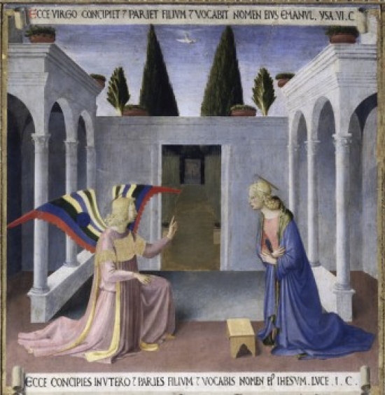 SAL263682 The Annunciation Detail From the Story of the Life of Christ Fra Angelico Ca 1400-1455 Italian Museo di San Poster Print - 18 x 24 in.
