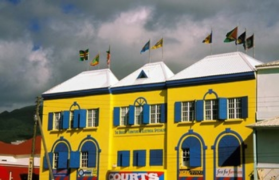 PDDCA32DHE0021 Bright Colorful Building St Kitts Caribbean Poster Print by David Herbig - 27 x 18 in.