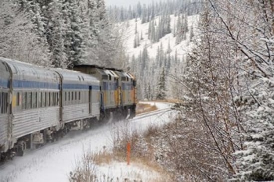 Via Rail Snow Train Between Edmonton & Jasper Alberta Canada Poster Print by Cindy Miller Hopkins