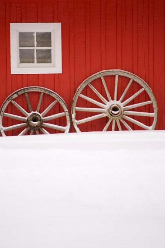 PDDCN02MWE0033 Martin Stables Window & Wheel Detail Banff Alberta Poster Print by Michele Westmorland - 18 x 26 in.