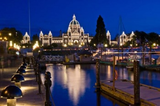 Canada British Columbia Victoria Inner Harbor at Dusk Poster Print by Rob Tilley - 27 x 18 in.