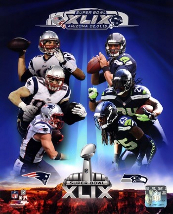 PFSAARQ24201 Super Bowl Xlix Seattle Seahawks Vs. New England Patriots Match Up Composite Sports Photo - 8 x 10 in -  Posterazzi