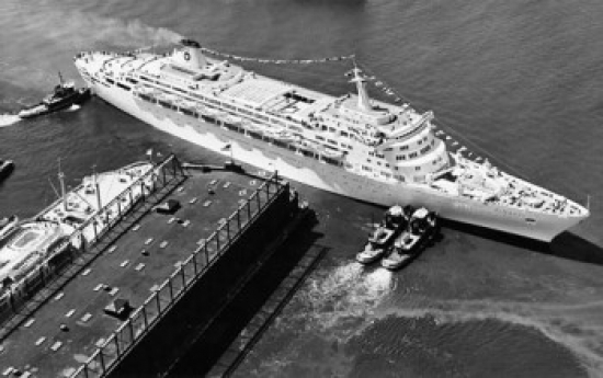 High Angle View of a Cruise Ship Docked at a Harbor New York City New York State USA Poster Print - 18 x 24 in.